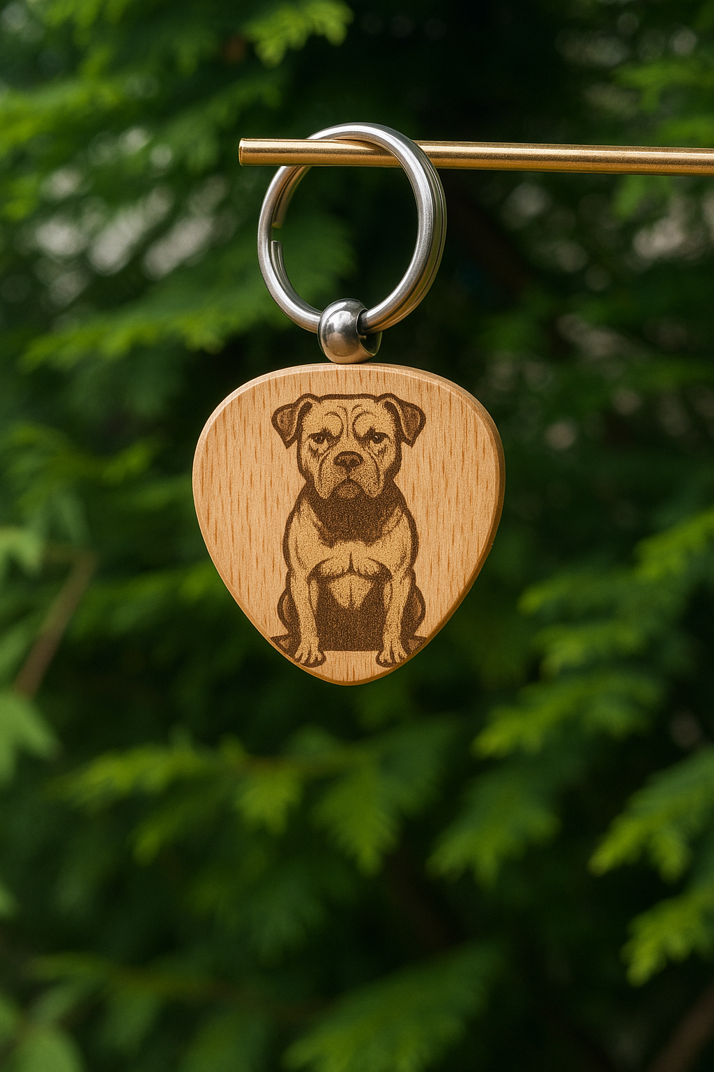 Custom dog breed wooden keychain 38x38mm
