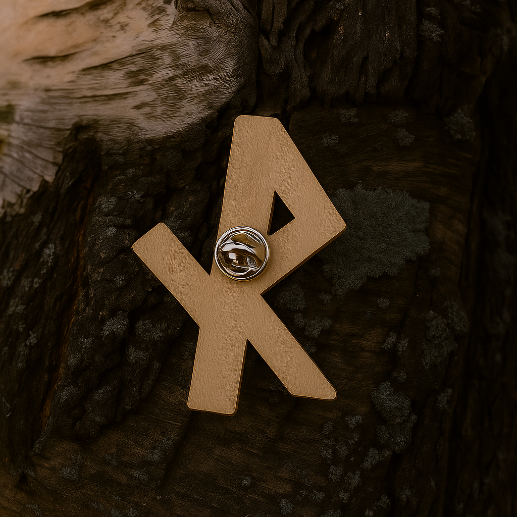 Safe travels rune 23x18mm pin