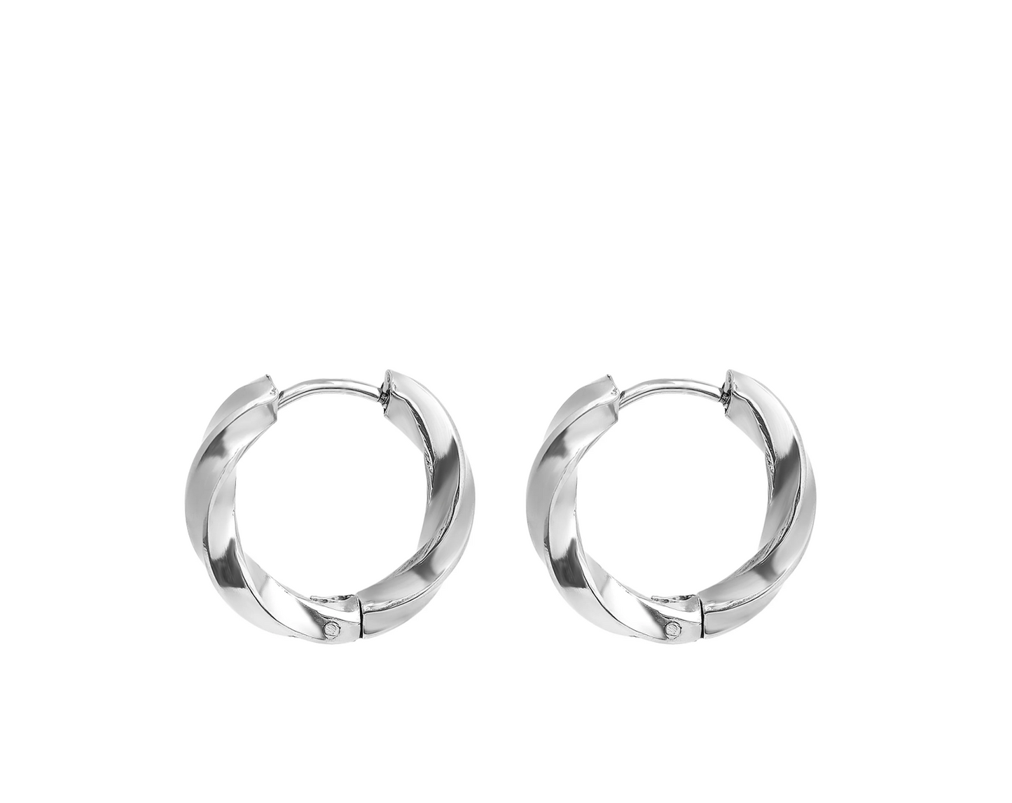 Textured Twisted Huggie Hoop Earrings-316L surgical-grade stainless steel