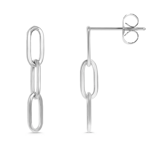 Paperclip Dangle Earrings-316L surgical-grade stainless steel
