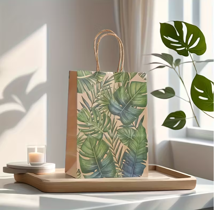 Monsteras and palm leafs gift bag- 21x15cm