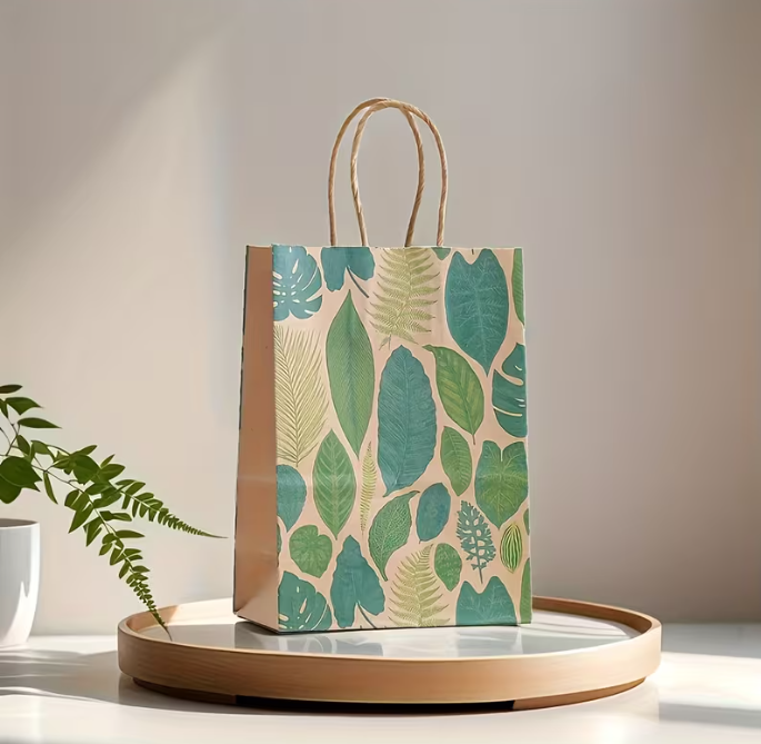 Monsteras and palm leafs gift bag- 21x15cm