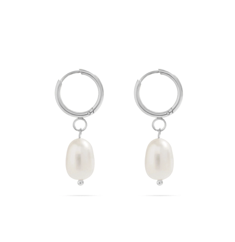 Fresh water pearls coins on Stainless Steel Hoops