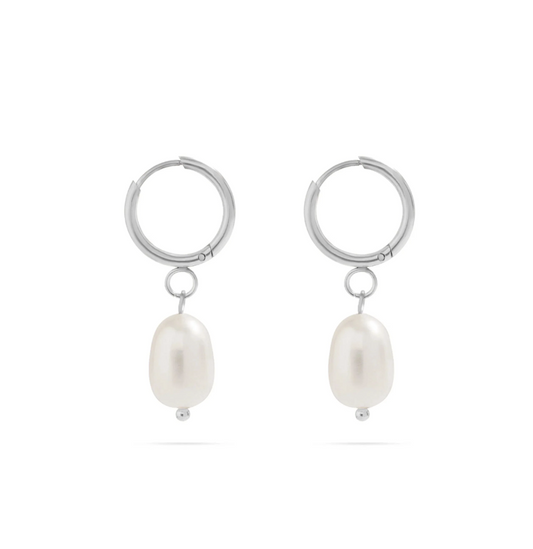 Fresh water pearls coins on Stainless Steel Hoops