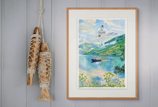A3 Poster Scenery-Lady Elizabeth boat with seagulls flying above