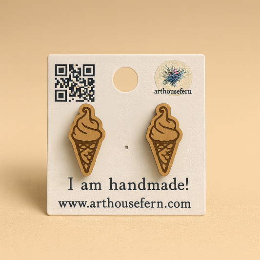 Soft icecream 9x18mm wooden studs 925 silver
