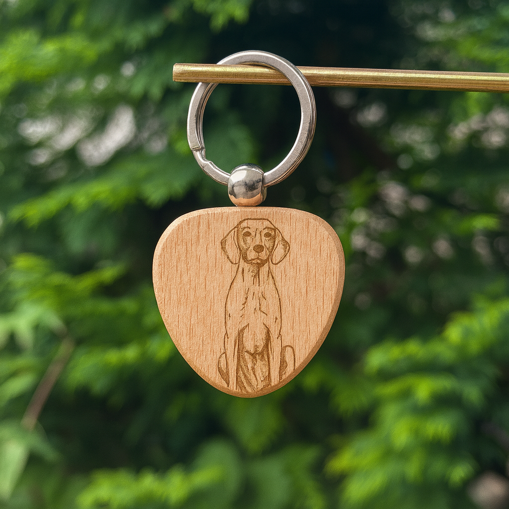 Custom dog breed wooden keychain 38x38mm