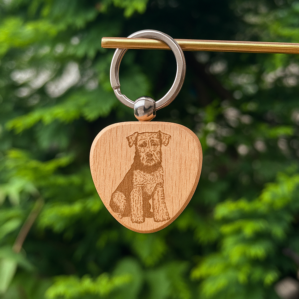 Custom dog breed wooden keychain 38x38mm
