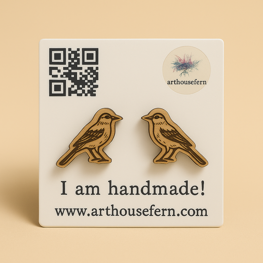 Yellow wagtail bird 17x13mm wooden studs