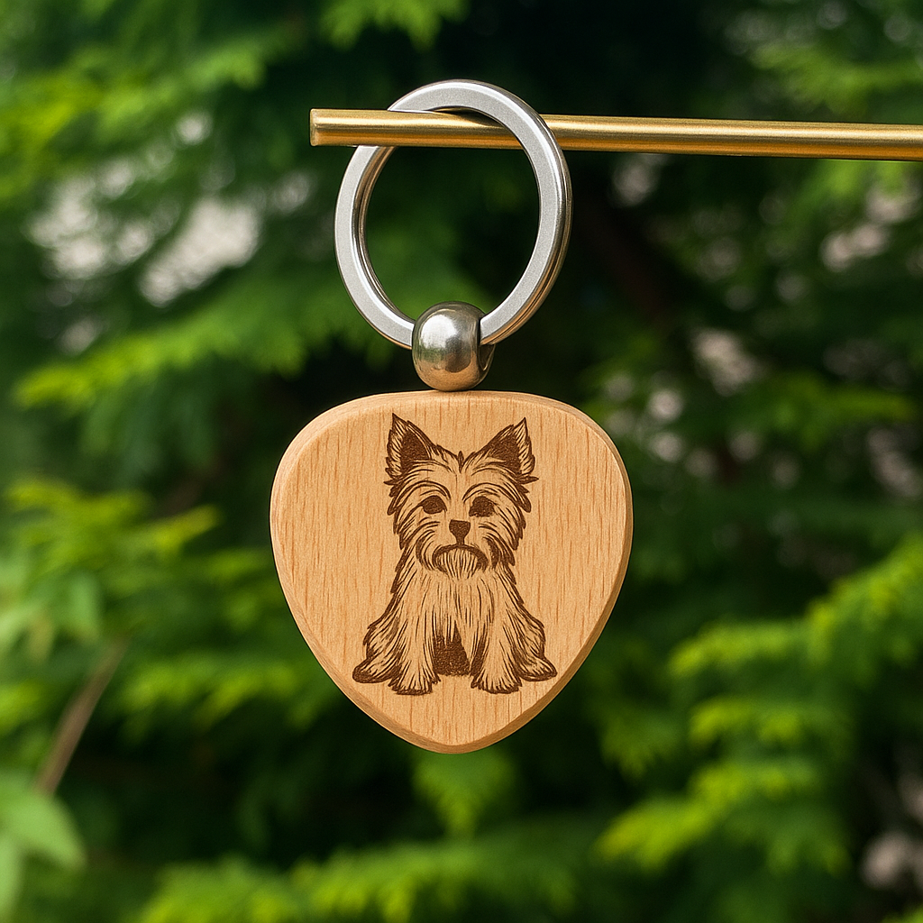 Custom dog breed wooden keychain 38x38mm