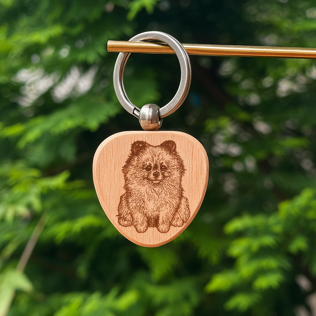 Custom dog breed wooden keychain 38x38mm