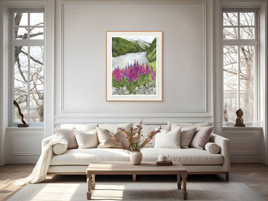 A3 Poster Scenery-Flam river and Fireweeds