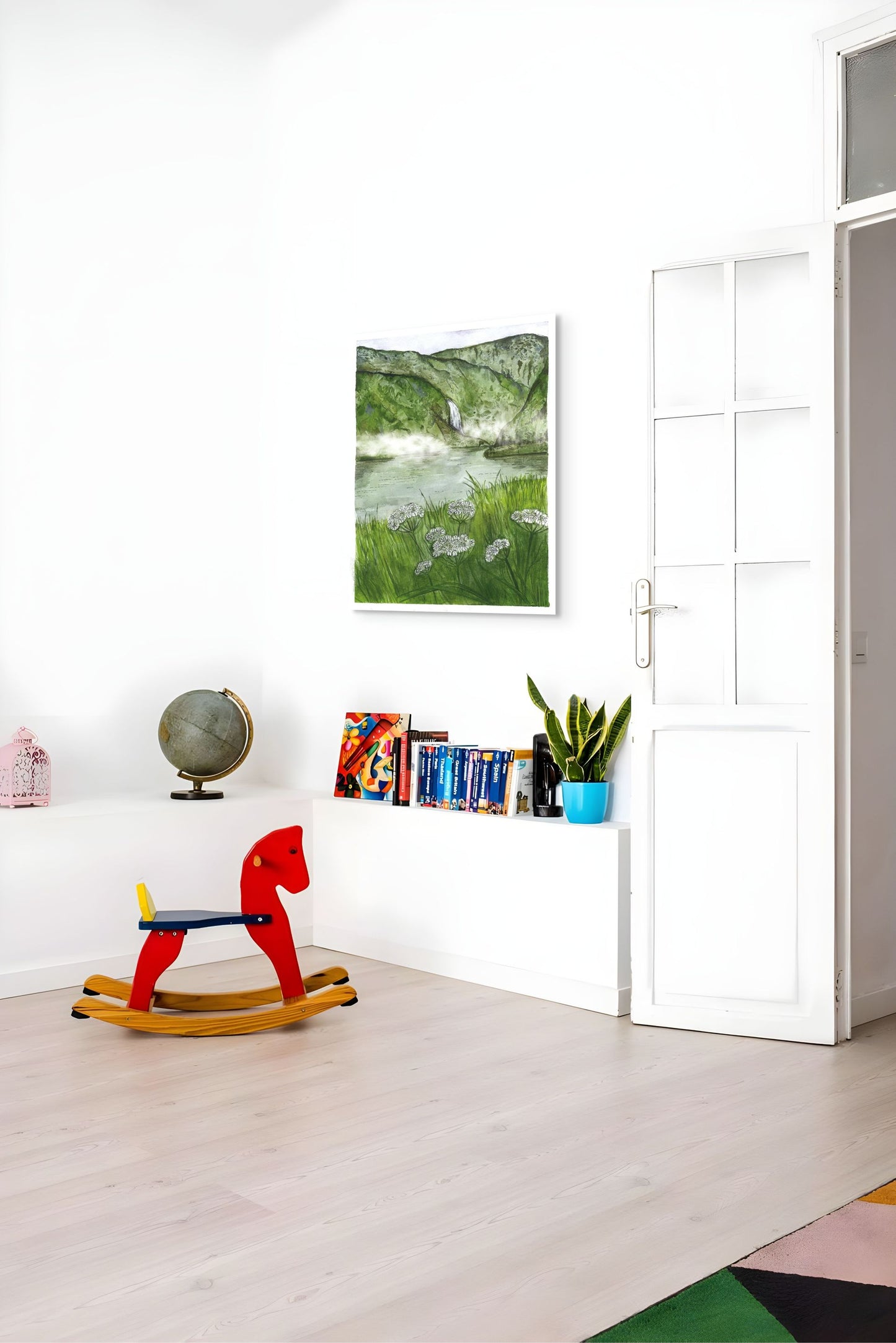 A3 Poster Scenery-Aurlandsdalen with White lace flowers
