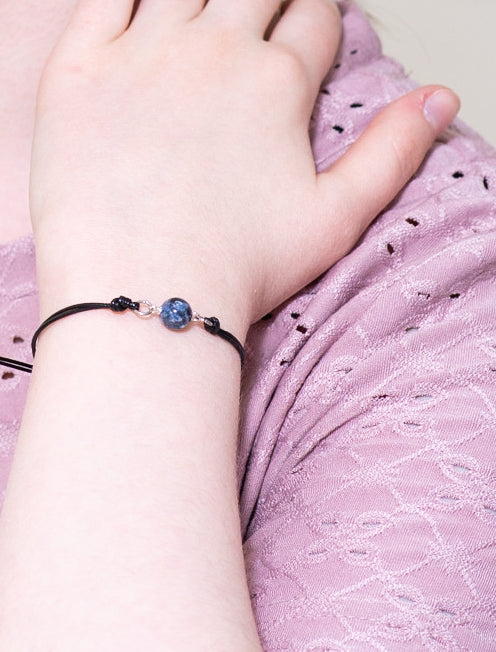Sodaliet stenen kralen textiel armband