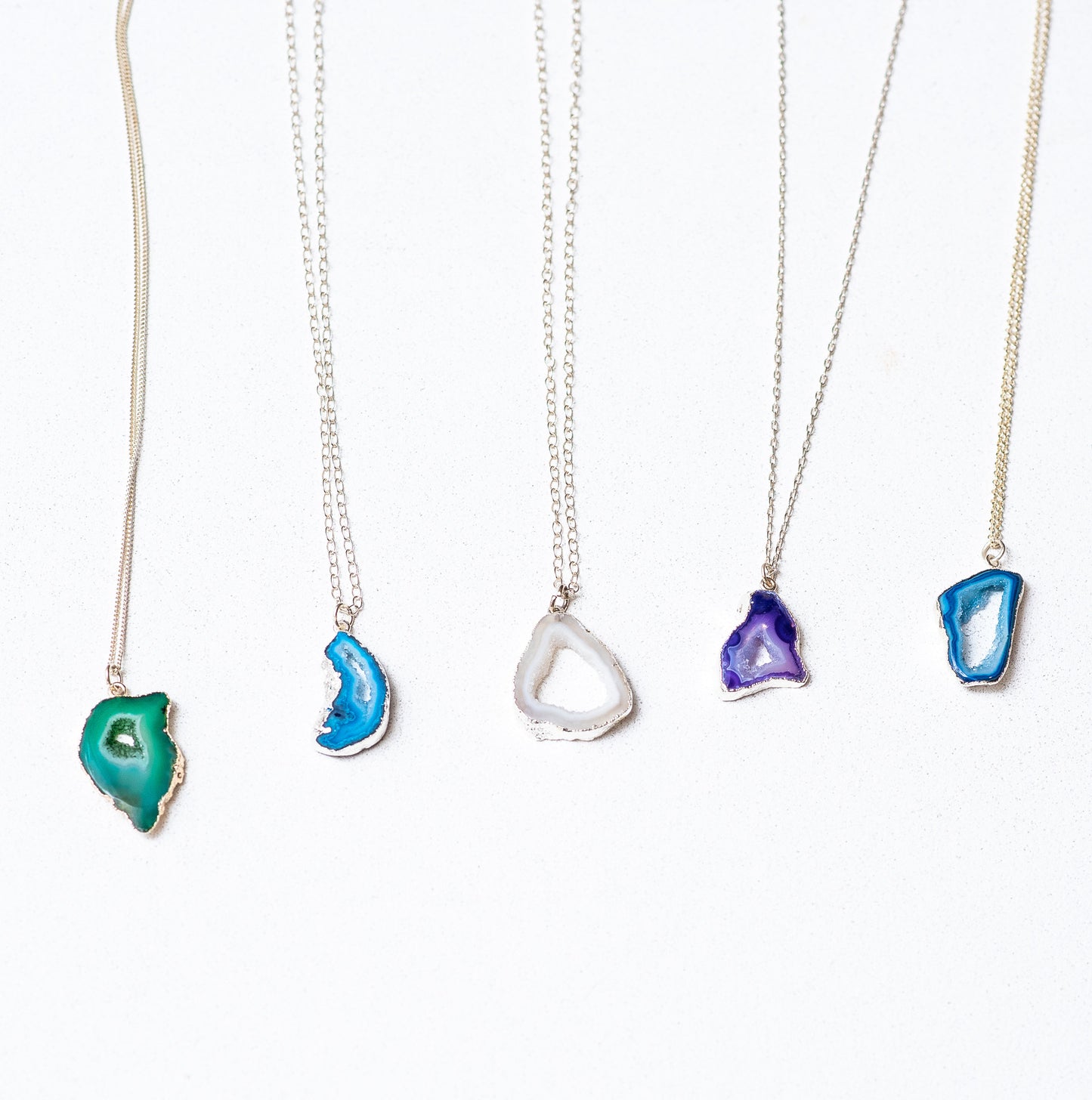 Agaat stenen plaat ketting groen