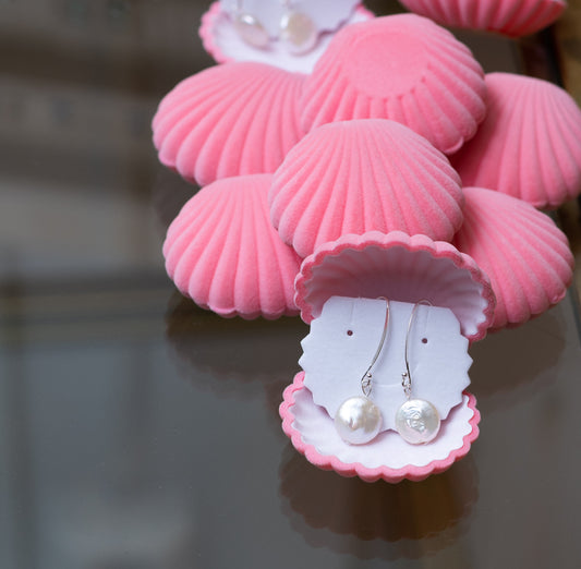 Fresh water pearls mint drop earrings 925 Silver